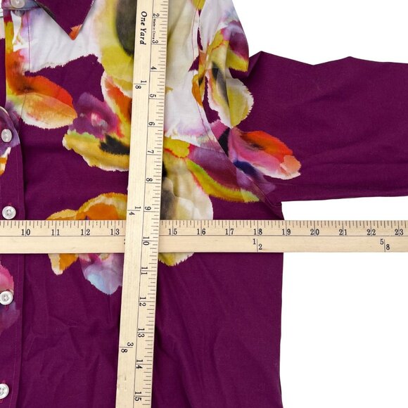 Chicos Womens Button-Up Floral Shirt Purple Multicolor Size 0 US 4 - Picture 5 of 7
